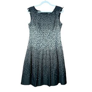 Ann Taylor A Line Sleeveless Boat Neck Pebble Polka Dot Print Dress Size 6